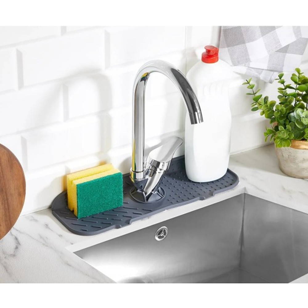 Leon Life Antrasit Oluklu Silikon Su Tutucu Düzenleyici Kaydırmaz Lavabo Musluk Matı Saklama Kapları Fiyatı