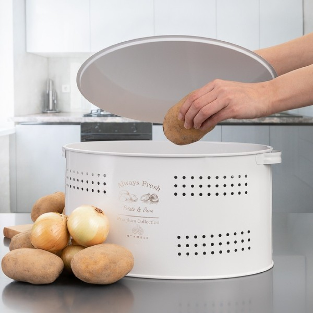 Leon Life Beyaz Bölmeli Metal Patates Soğanlık Saklama Kovası 6 Lt Saklama Kapları Fiyatı