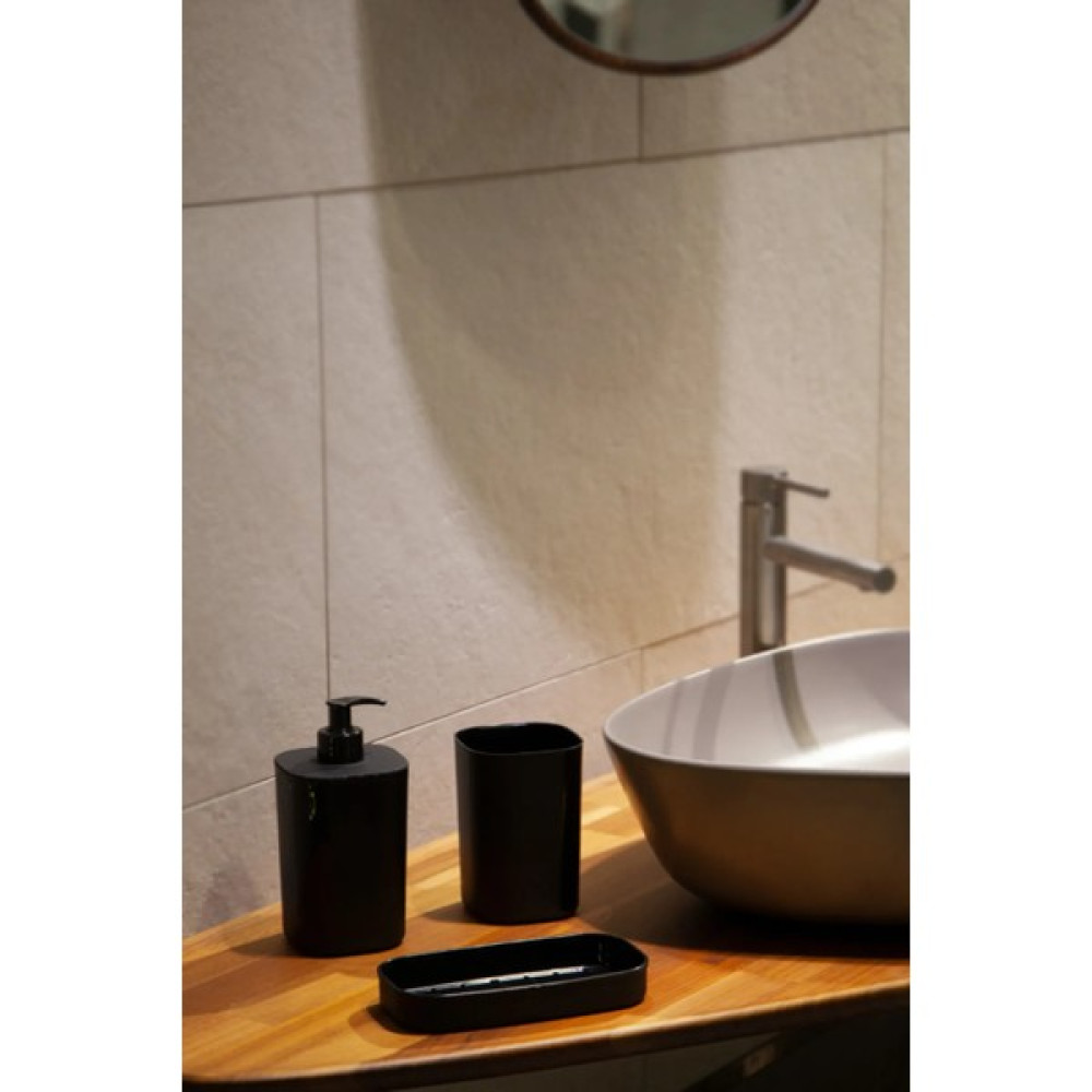 Leon Life Creative 3 Parça Banyo Seti - Sıvı Sabunluk - Diş Fırçalık - Süngerlik Hazneli Stantlı Siyah Sabunluk Fiyatı