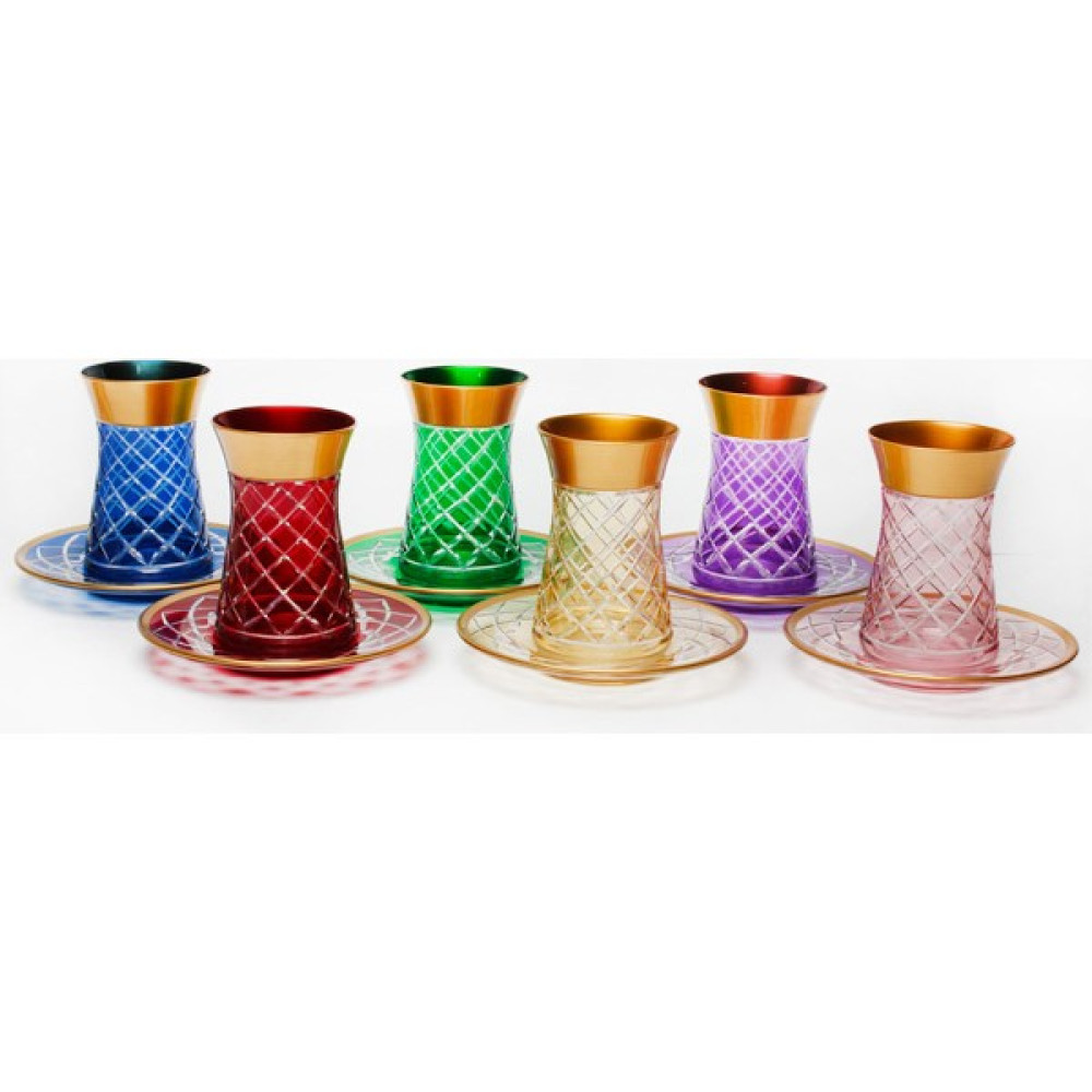Leonarte Casa 6 Kişilik Bohemia Kristal Çay Takımı Falsus - 6 Adet - Renkli - 150 ml Fincan / Bardak / Kahve Takımı Fiyatı