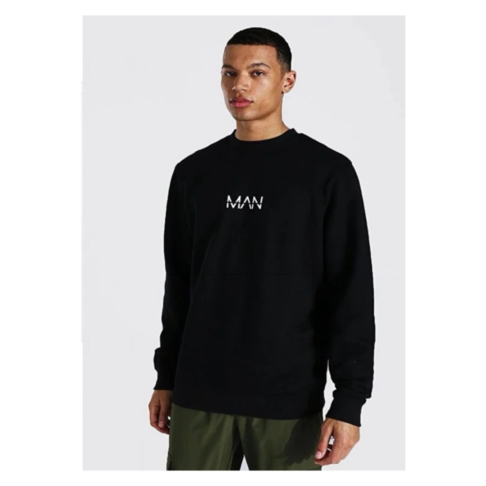LEONE KOLEKSİYON Siyah Oversize Man Baskı Sweat M Beden Bayan Sweatshirt Fiyatı