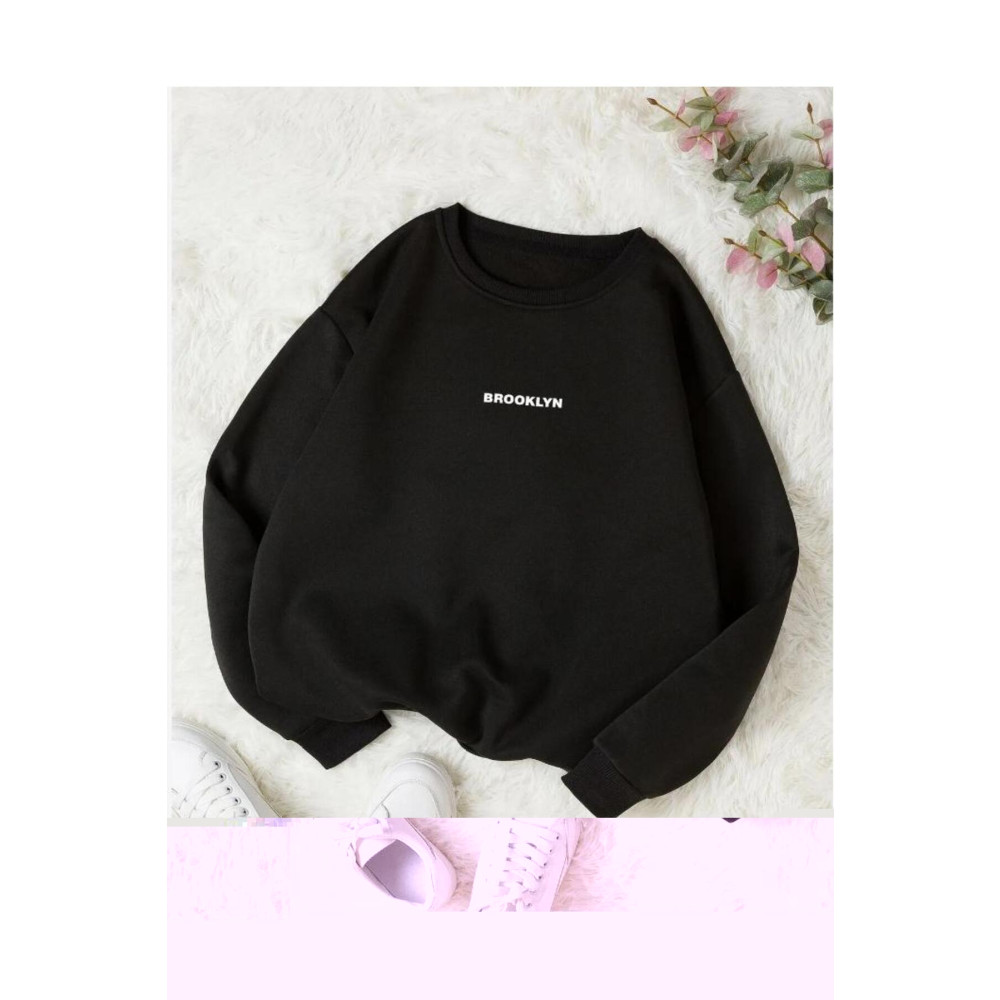 LEONE Siyah Sweat Brooklyn Baskılı Oversize M Beden Bayan Sweatshirt Fiyatı