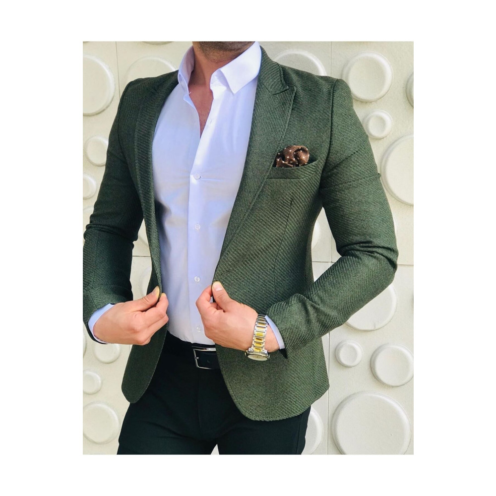 leonmen Erkek Yeşil İtalyan Stil Slim Fit Blazer Tek Ceket 48 Beden Bayan Ceket Fiyatı