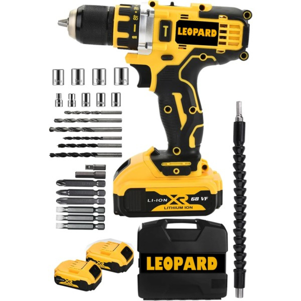 Leopard Alman Teknoloji 58 V 8 Ah Çift Metal Şanzuman Şarjlı Matkap Seti + 24 Parça Uç Seti Elektrikli El Aletleri Fiyatı
