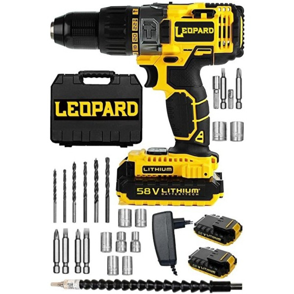 Leopard Alman Teknoloji 58 V 8 Ah Darbeli Metal Şanzuman Çift Akülü Şarjlı Matkap + 27 Parça Setli Elektrikli El Aletleri Fiyatı