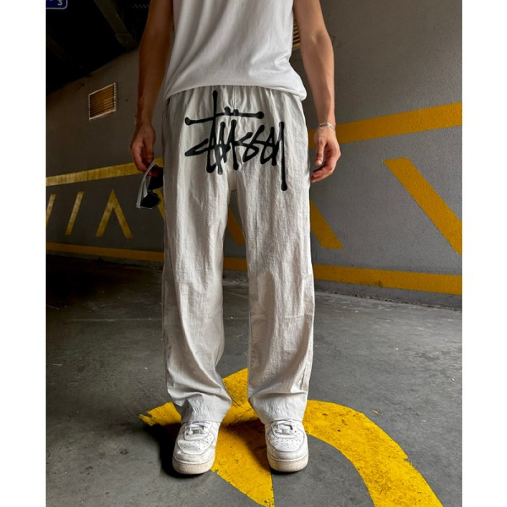 Leox Wear Stussy Siyah Baskılı Bej Baggy Unisex Pantolon Erkek Pantolon Fiyatı