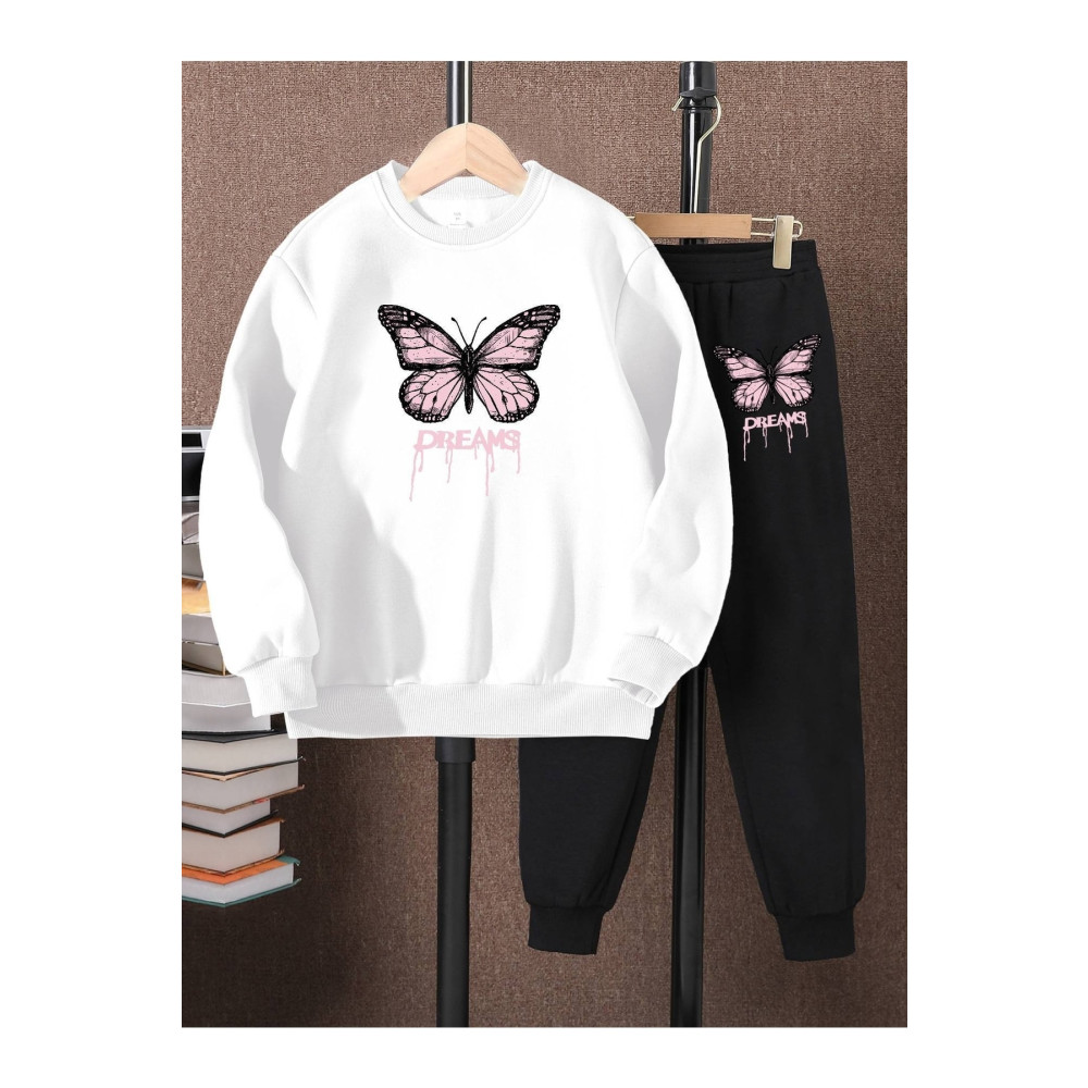 LePold 3 Iplik Üst Beyaz Alt Siyah Baskılı Kız/erkek Oversize Sweatsihrt & Eşofman Takım 14-15 Yaş Beden Kadın Eşofman Fiyatı