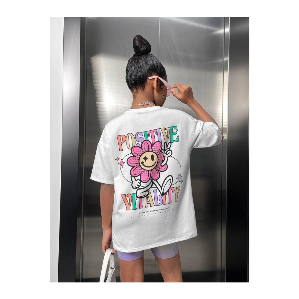 LePold Beyaz Positive Sırt Baskı Kız Tişört 8-9 Yaş Beden Bayan T-shirt Fiyatı