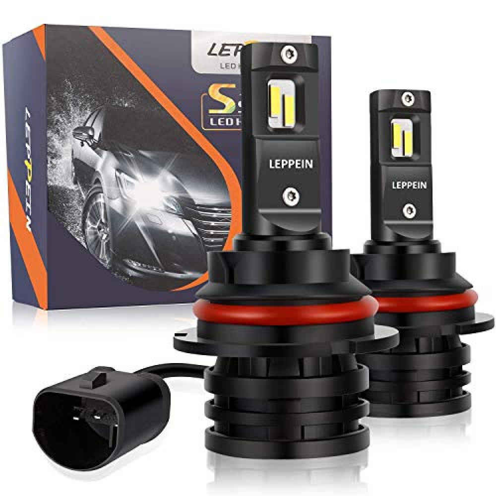LEPPEIN 9007 LED Headlight Bulbs S Series High Beam/Low Beam/Fog Light 12xCREE Chips 6500K 6000LM Cool White Halogen Replacement-1 Pair