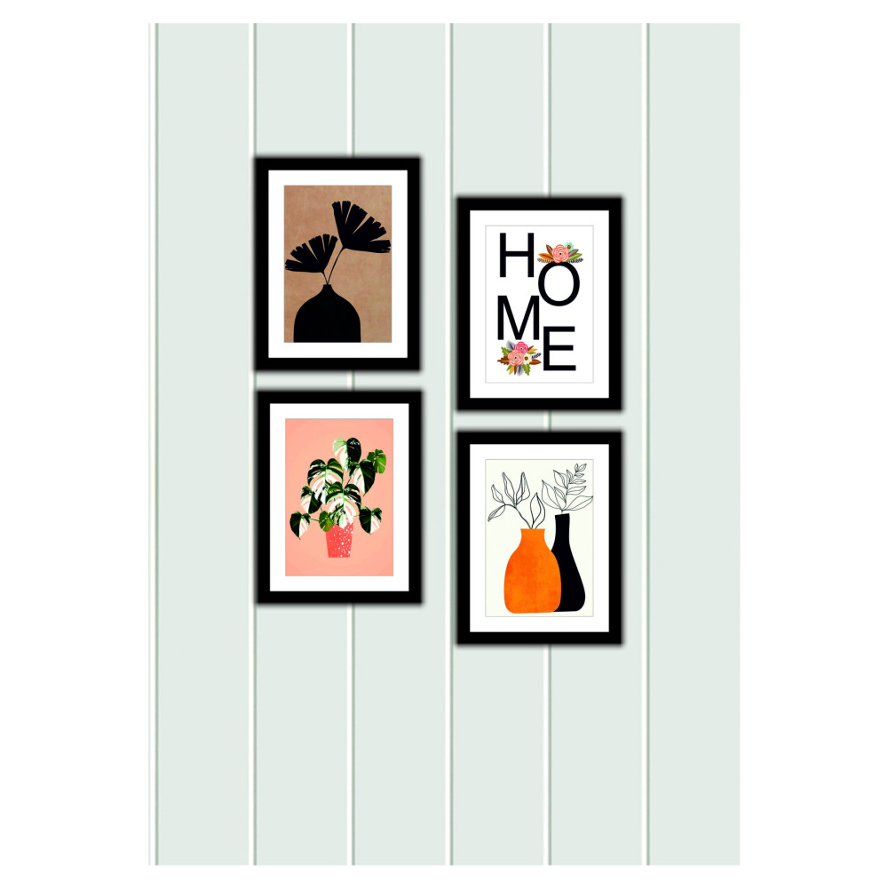 Leprikon 4 Parça Mutfak Ev Dekarasyon Çerçeve Görünümlü Ahşap Arkası Yapışkanlı Mdf Tablo Çoklu Set 30 x 40 Beden Tablo & Poster Fiyatı