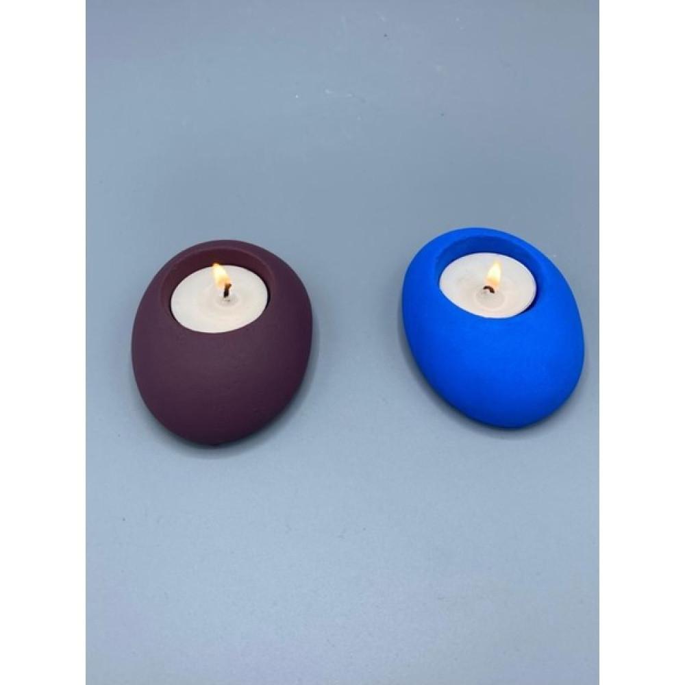 Leptomeriya Ts Bordo Mavi Renk 2'li Tealight Dekoratif Taş Beton Damla Mumluk - 0 Şamdan Fiyatı