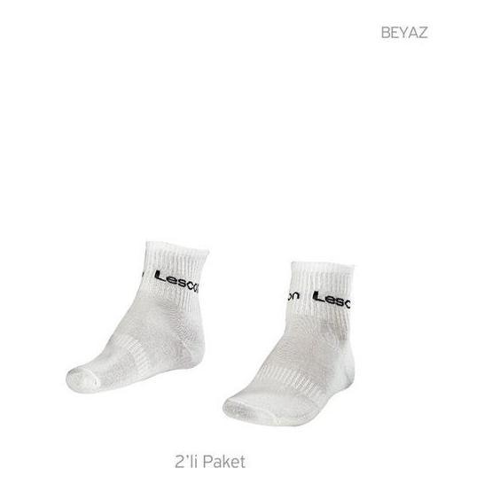 Lescon La-2165 Beyaz Spor Çetik 2'li Çorap