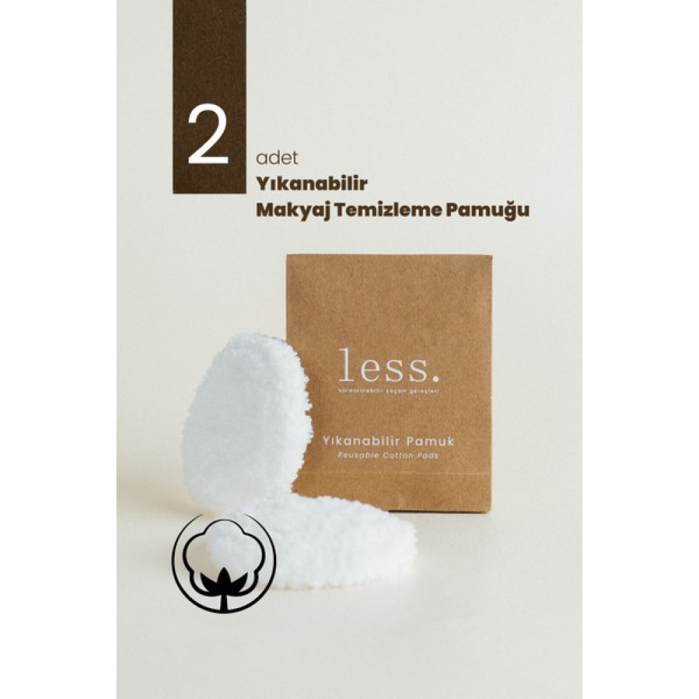 Less Sürdürülebilir Yaşam Gereçleri Yıkanabilir Makyaj Temizleme Pamuğu 2'li Makyaj Temizleyicileri Fiyatı