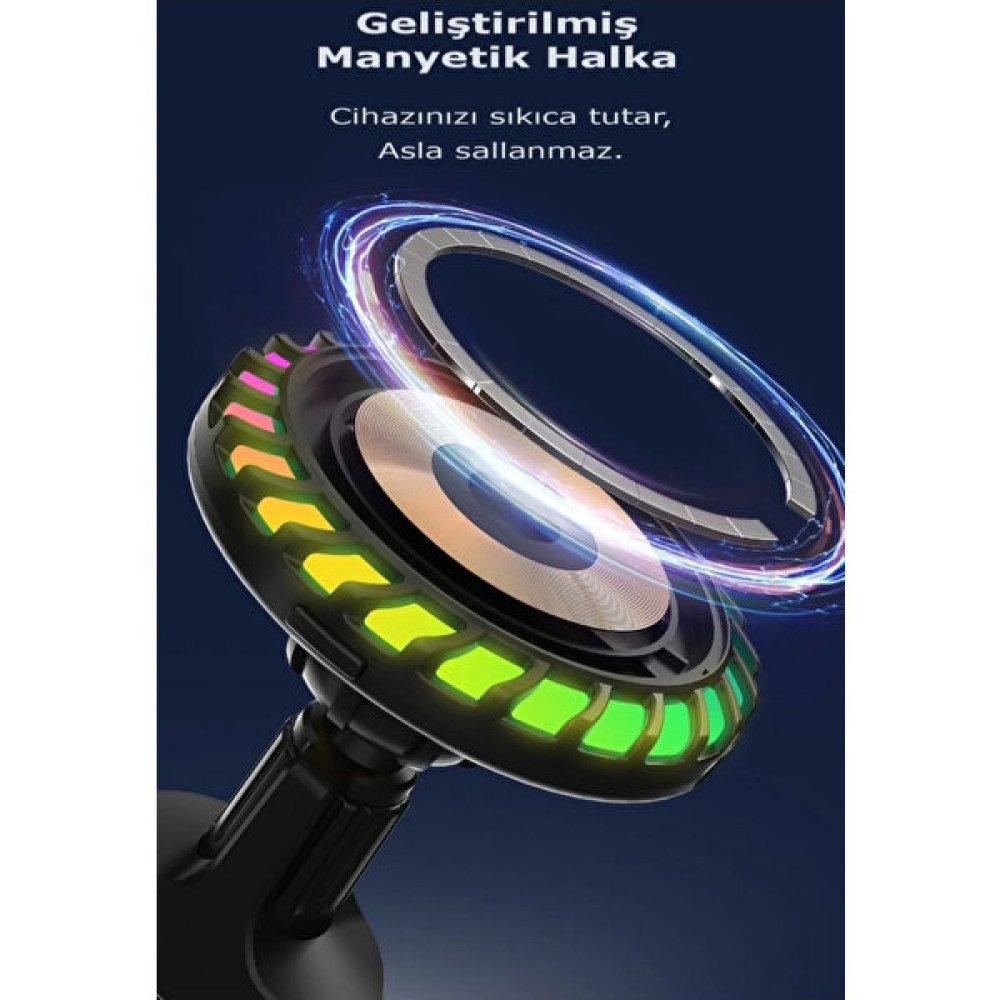 Letang Araç Telefon Tutucu+Kablosuz Şarj + Sese Duyarlı LED Phone 12/13/14 Sam S21/NOTE20/S20 Mi/11... Cep Telefonu Tutucu Fiyatı