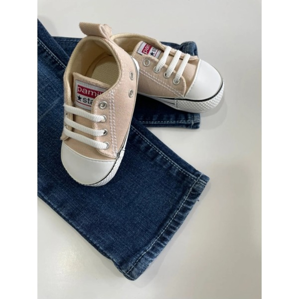 Lete Kız / Erkek Bebek Ilk Adım Spor Ayakkabısı Bej Converse Modeli Bebek Ayakkabısı Fiyatı