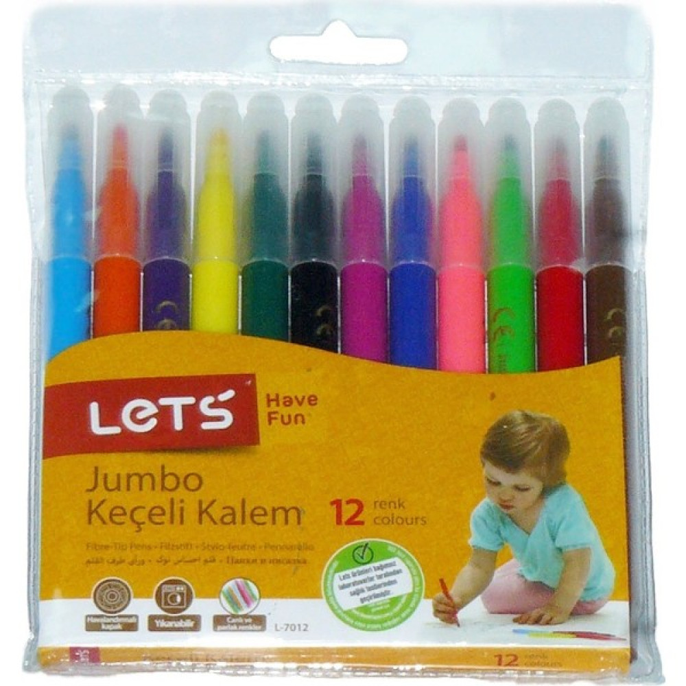 Let's 12 Renk Jumbo Keçeli Kalem L-7012 Keçe Uçlu Kalem Fiyatı