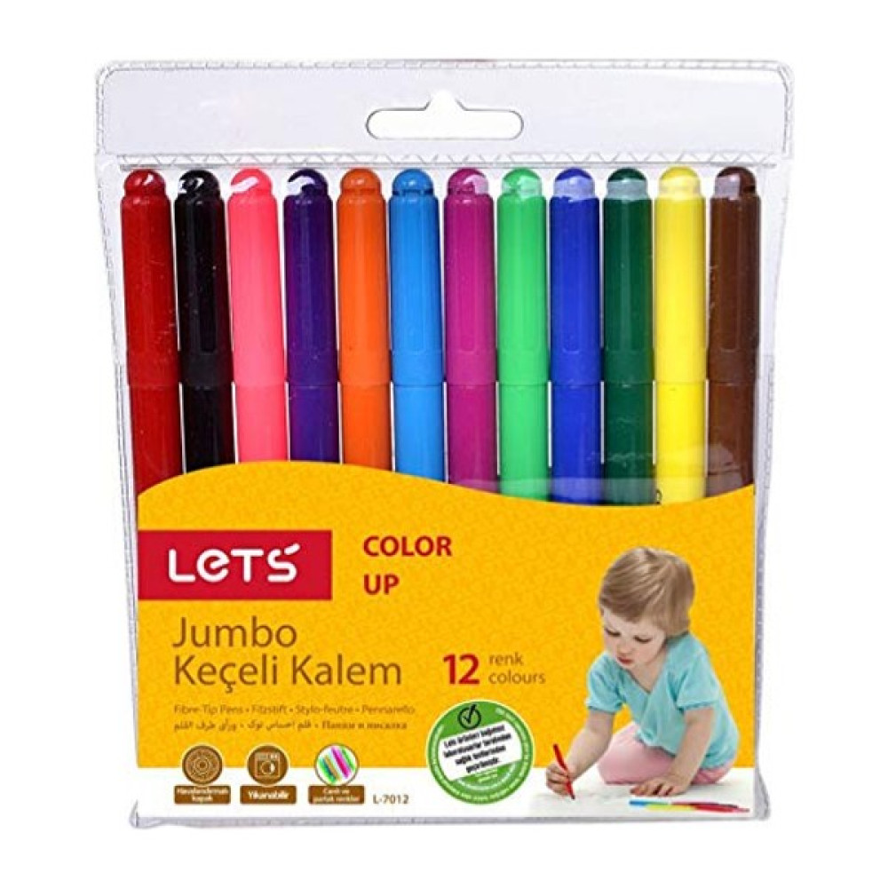 Let's Lets 12 Renk Jumbo Keçeli Boya Kalemi Keçe Uçlu Kalem Fiyatı