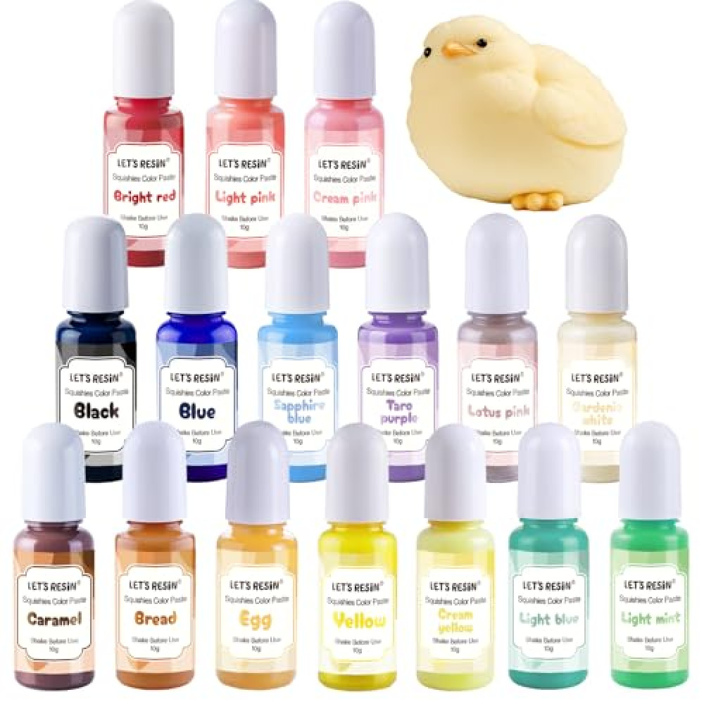 LET'S RESIN Silicone Pigment Dye for Taba Squishy, 16 Colors Opaque Pigment Paste for Silicone Rubber Mold Making, Vibrant Colorant for Squishy Maker Coloring