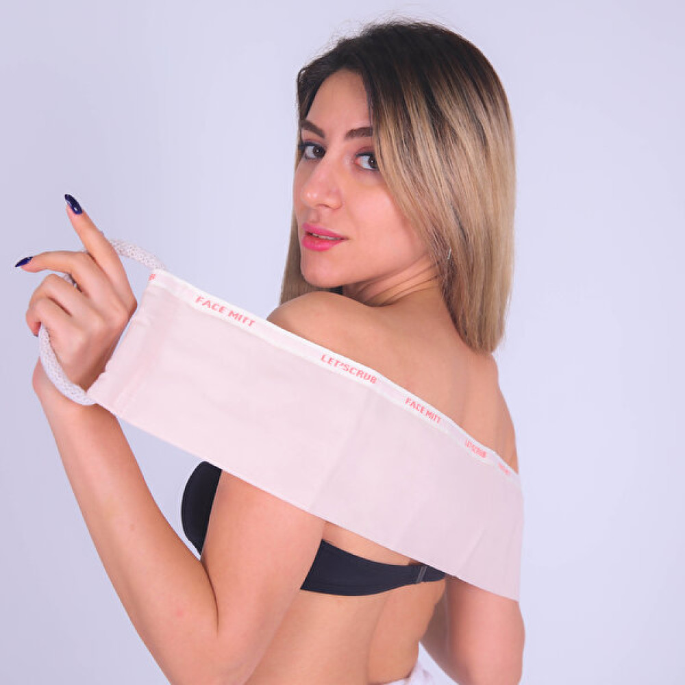 Let'scrub Bej Sırt Banyo Duş Kesesi Yüz Veya Vücut Peeling Eldiveni Floş Ipek Kadın ve Erkekler Için Vücut Bakım Setleri Fiyatı