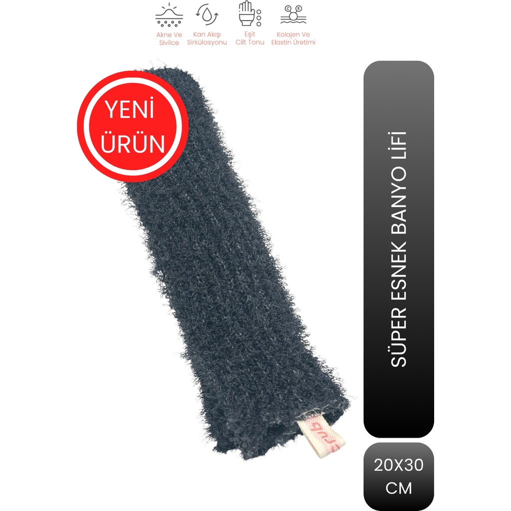 LET'SCRUB Süper Esnek Antrasit Banyo Lifi Tüm Cilt Tiplerine Uygun Duş Lifi Unisex 20X30 cm SSD / Solid State Drive Fiyatı