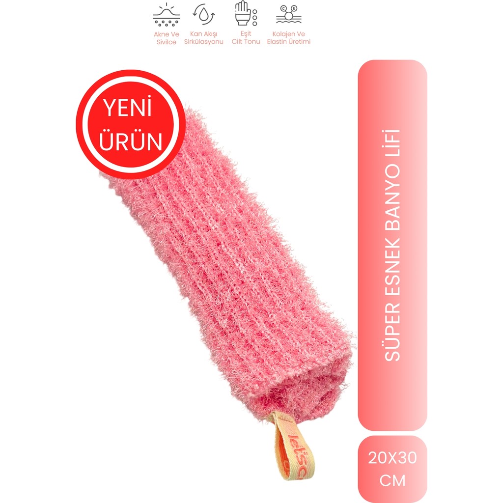 LET'SCRUB Süper Esnek Pembe Banyo Lifi Tüm Cilt Tiplerine Uygun Duş Lifi Unisex 20X30 cm SSD / Solid State Drive Fiyatı