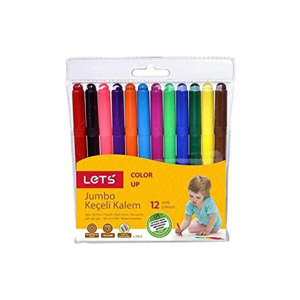 Letss Lets 12 Renk Jumbo Keçeli Kalem - 12 ADET Oto Boyaları Fiyatı