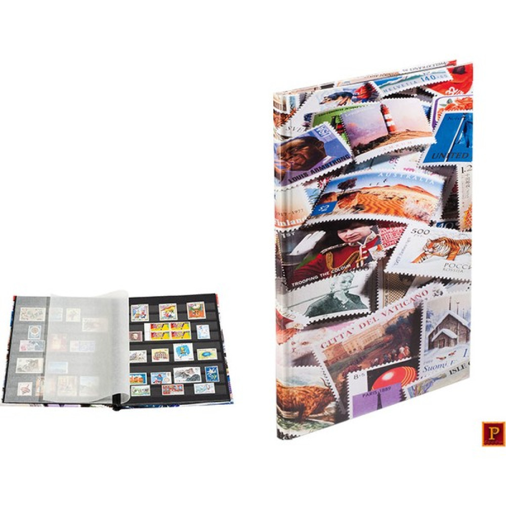Leuchtturm Pul Defteri Stamp S16, A4, 8 Yaprak, 16 Sayfa, Siyah Zemin, Pul Motifli Kapak Defter Fiyatı