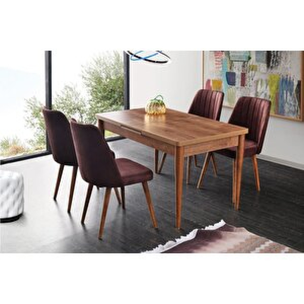 Levent Mobilya Durham Masa Ve Cannes Sandalye Takımı Cevi̇z 130 x 80 Cm Masa - Sandalye Seti / Takımı Fiyatı