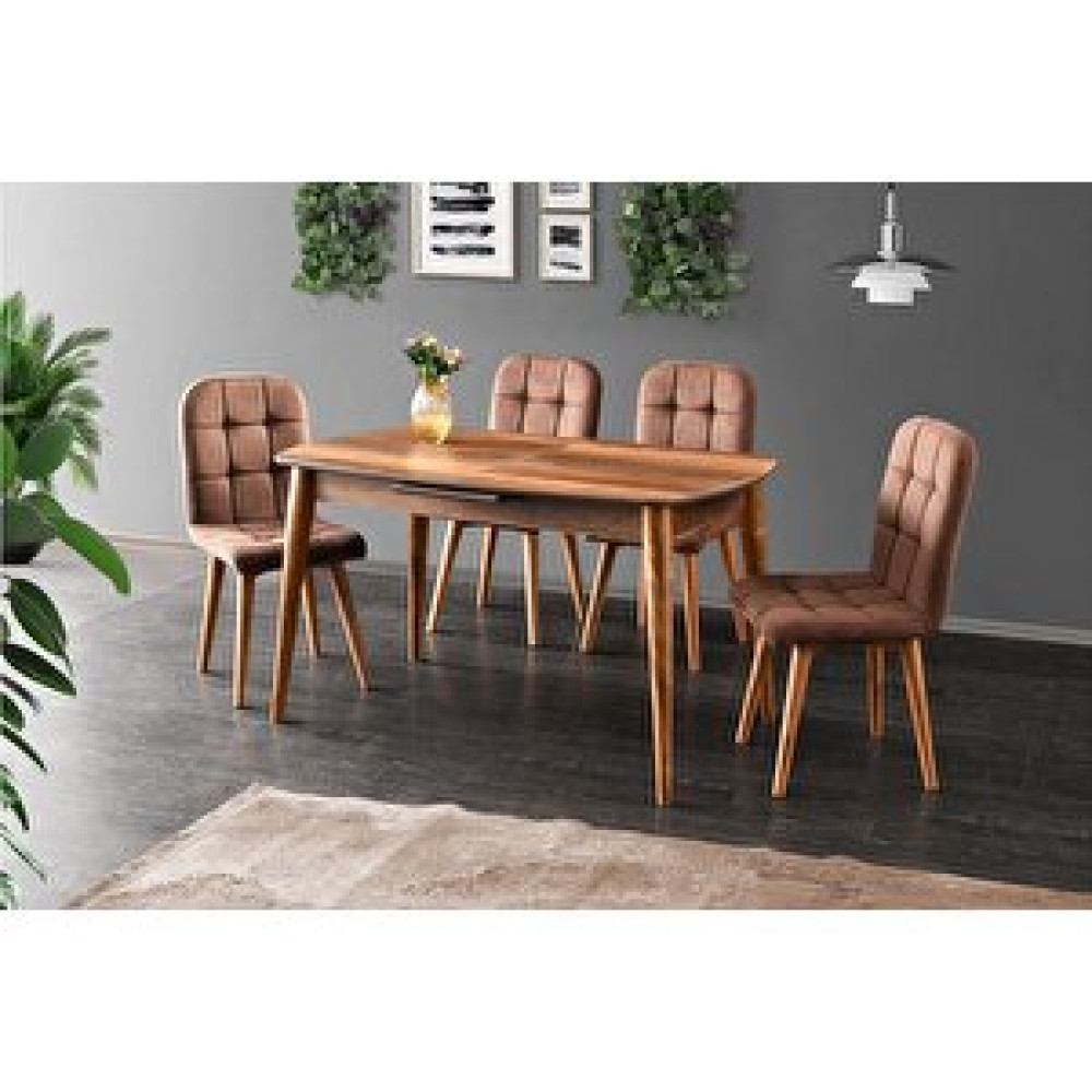Levent Mobilya Essen Masa Ve Etro Sandalye Takımı Cevi̇z 130 x 80 Cm Masa - Sandalye Seti / Takımı Fiyatı