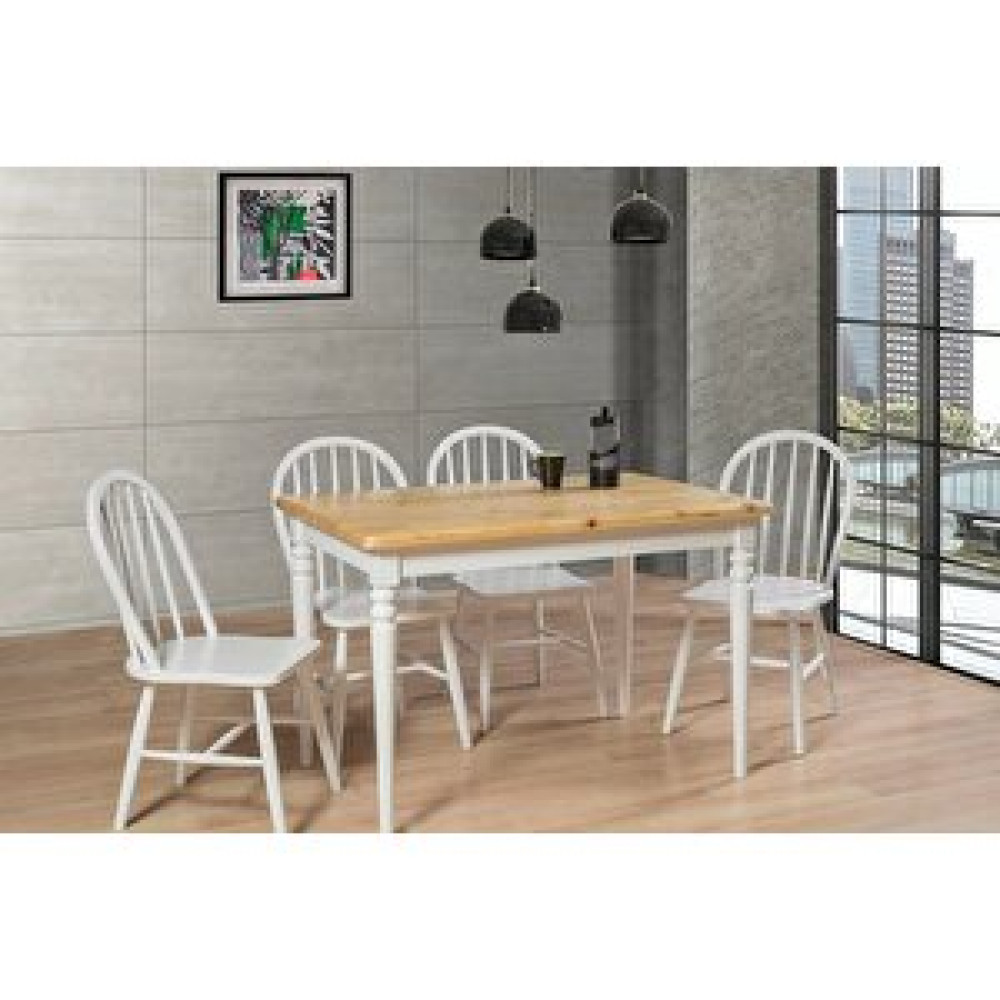 Levent Mobilya Harput Masa Ve Ameri̇kan Sandalye Takımı Meşe Beyaz 110 x 70 Cm Masa - Sandalye Seti / Takımı Fiyatı