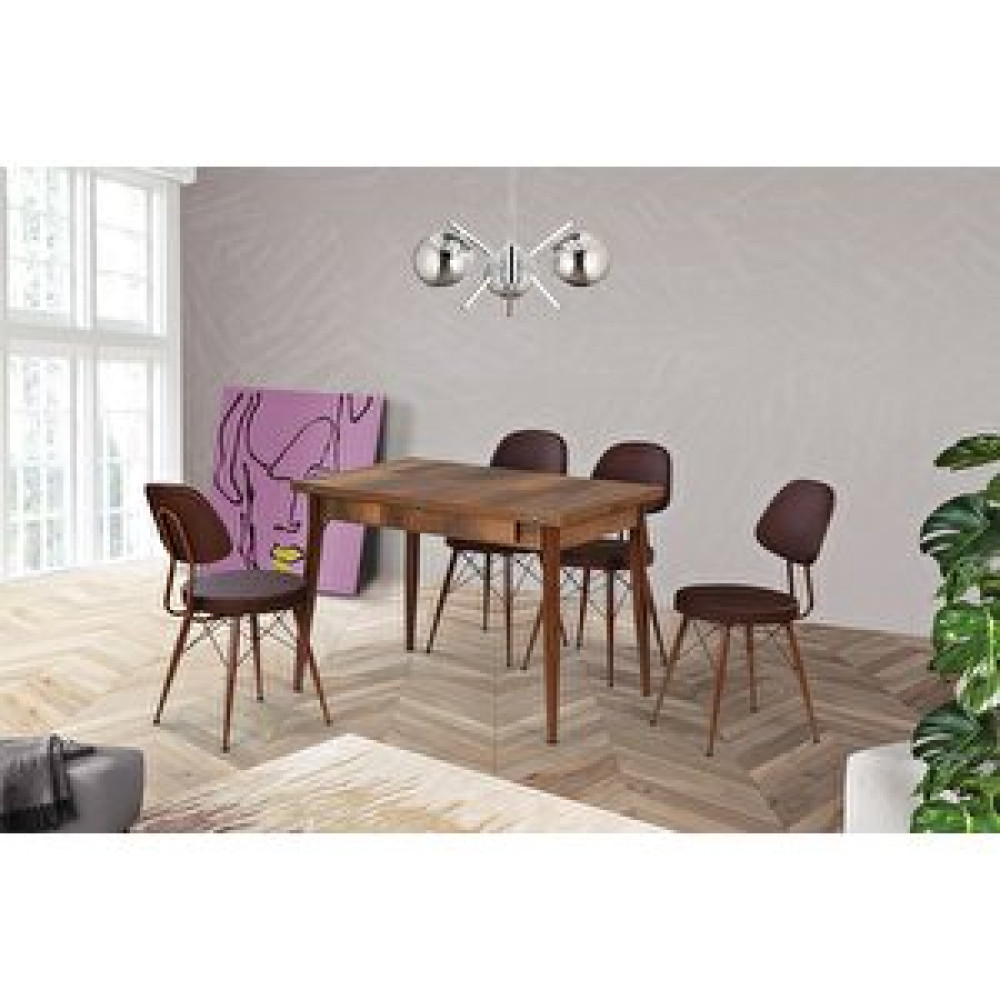 Levent Mobilya Kartal Masa Takımı Cevi̇z 100 x 65 Cm Masa - Sandalye Seti / Takımı Fiyatı