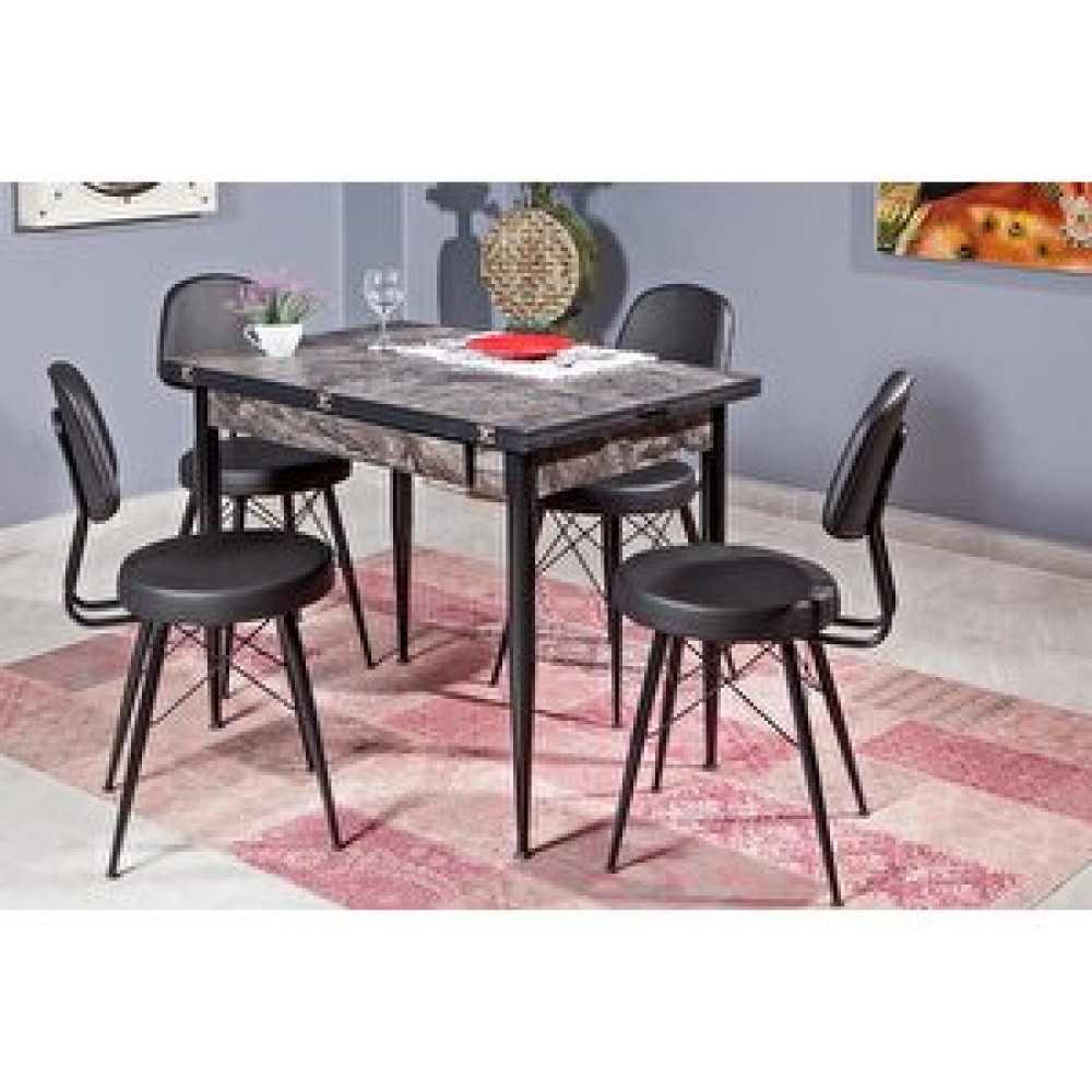 Levent Mobilya Kartal Masa Takımı Si̇yah 100 x 65 Cm Masa - Sandalye Seti / Takımı Fiyatı