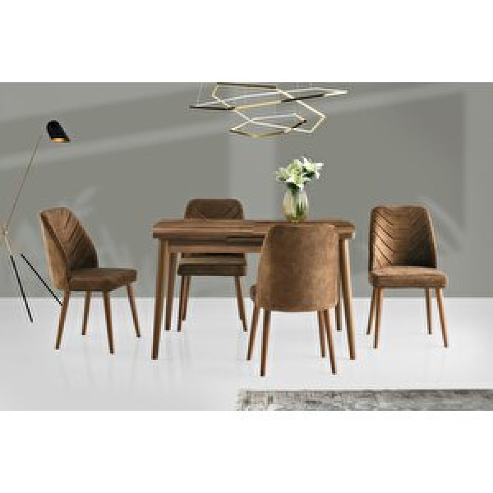 Levent Mobilya Kasti̇lya Masa Ve Meri̇da Sandalye Takımı Kahve 130 x 80 Cm Masa - Sandalye Seti / Takımı Fiyatı
