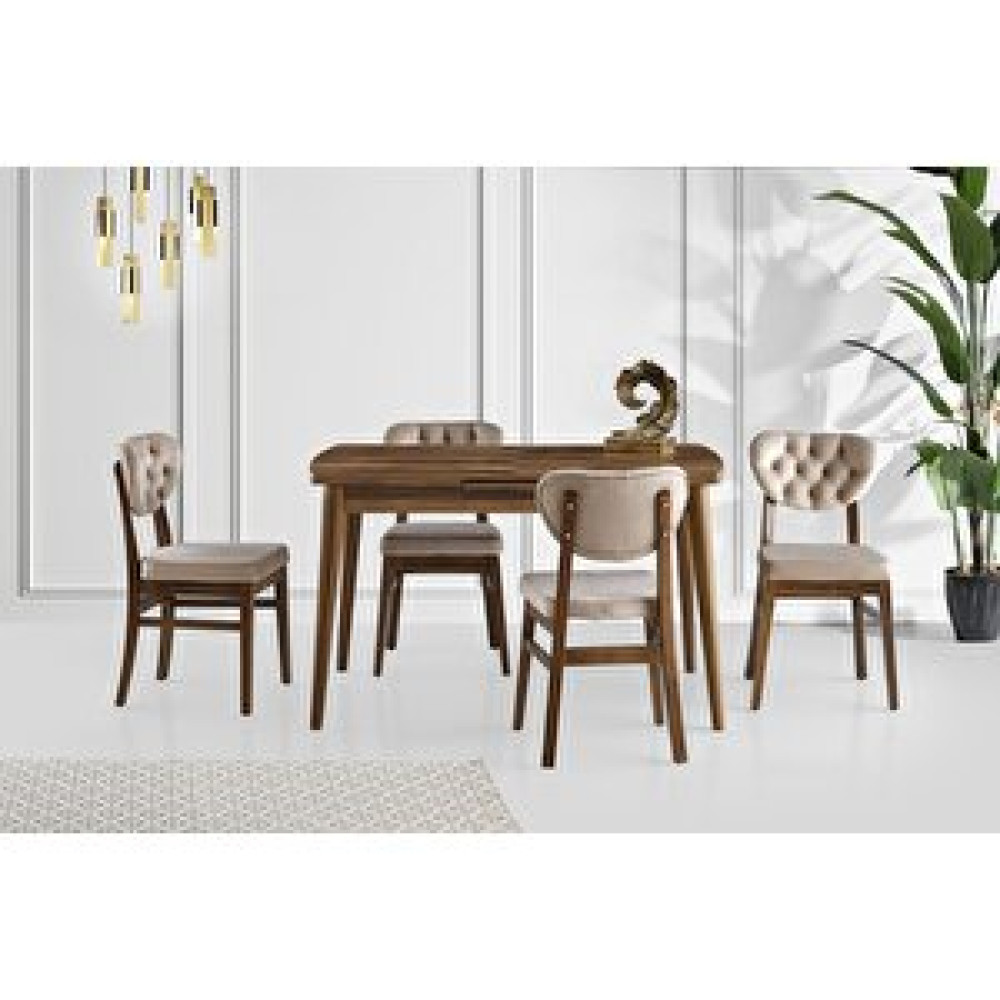 Levent Mobilya Kasti̇lya Masa Ve Pri̇me Sandalye Takımı Krem  130 x 80 Cm Masa - Sandalye Seti / Takımı Fiyatı