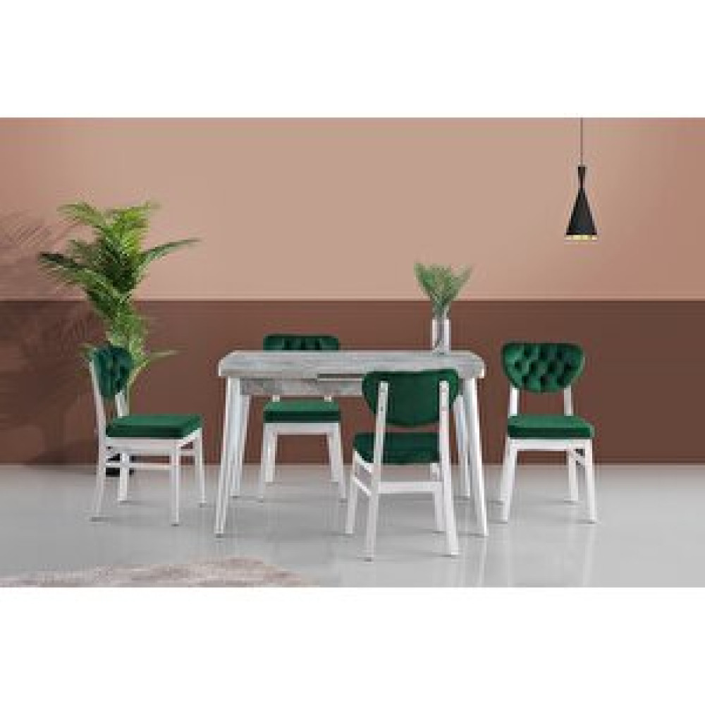 Levent Mobilya Kasti̇lya Masa Ve Pri̇me Sandalye Takımı Yeşi̇l 130 x 80 Cm Masa - Sandalye Seti / Takımı Fiyatı