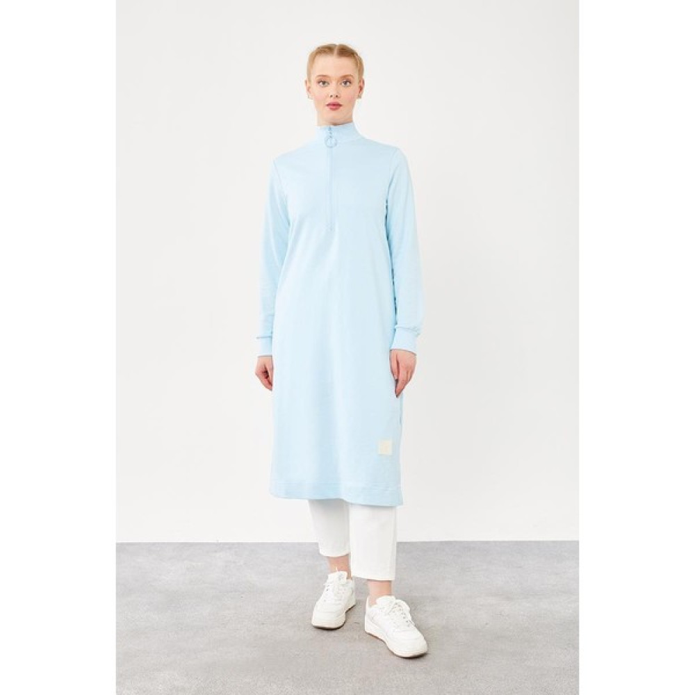 Levidor Buz Mavisi Dik Yaka Fermuarlı Sweet Bayan Sweatshirt Fiyatı
