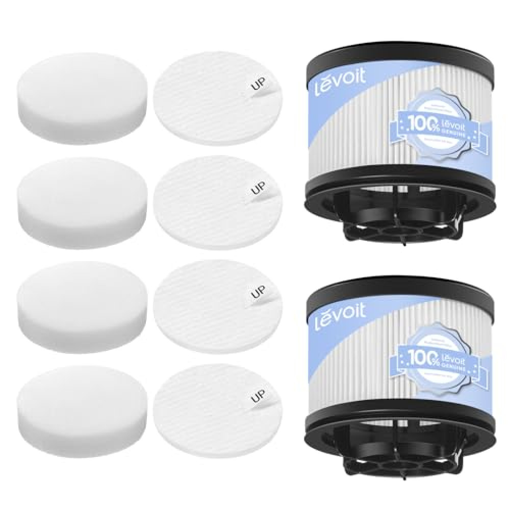 LEVOIT LVAC-300 Vacuum Cleaner Replacement Filter, 4 Pre-Motor Filters 2 HEPA Filters, White