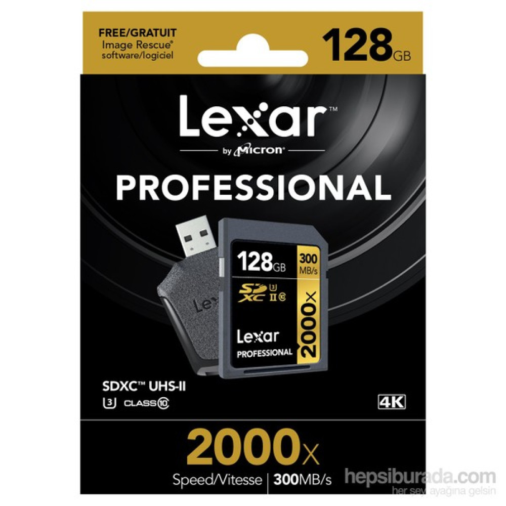Lexar 128Gb 2000X Professional Sdxc Uhs-1-300Mb/Sn. (Class 10) U3 Hafıza Kartı Hafıza Kartları Fiyatı