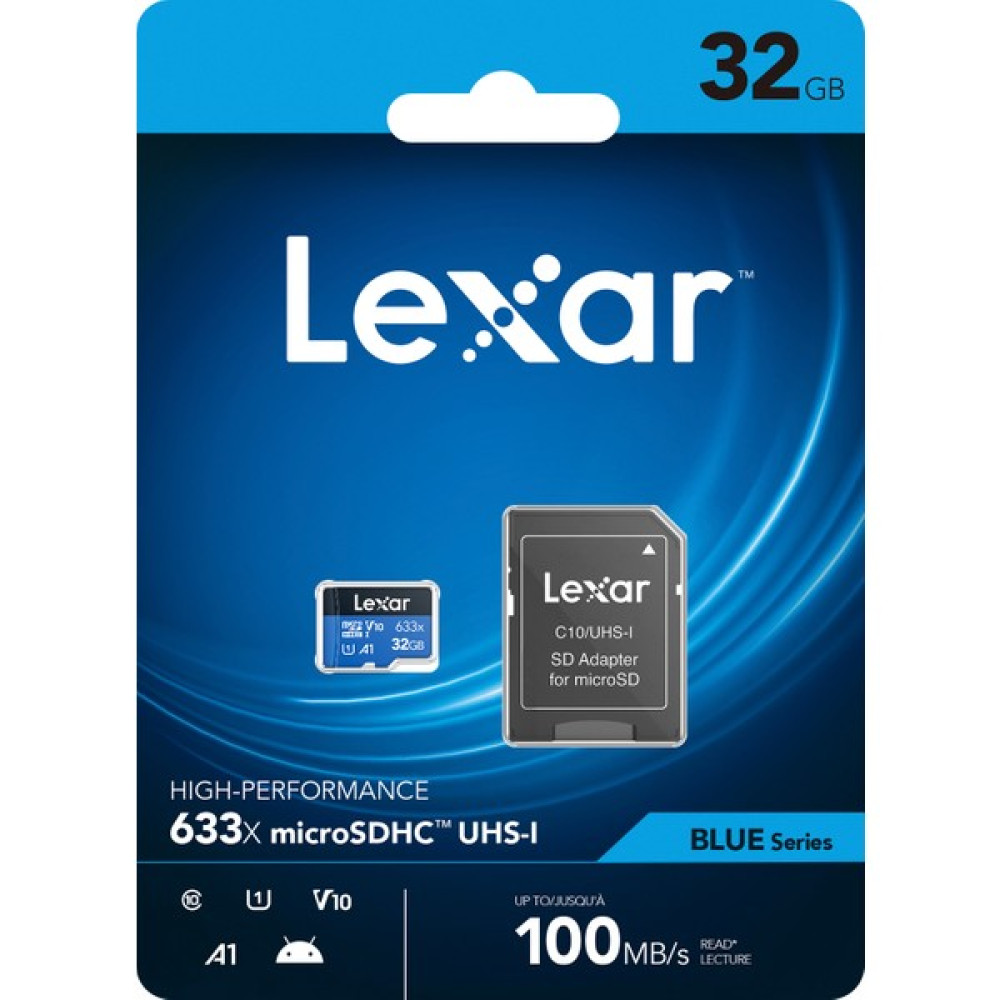 Lexar 32GB 633X MicroSDHC UHS-I 4K UHD V10 U1 A1 C10 100MB/sn Hafiza Kart (Blue Series) Hafıza Kartları Fiyatı