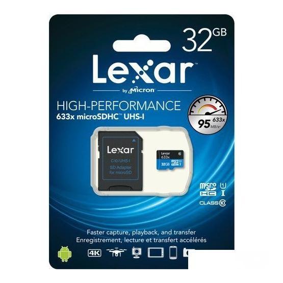 Lexar 32GB UHS-I 633x MicroSDHC Hafıza Kartı + Adaptör