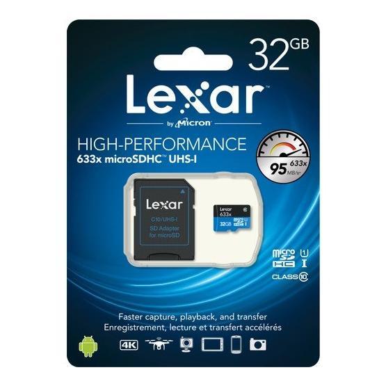 Lexar 32GB UHS-I 633x MicroSDHC Hafıza Kartı + Adaptör