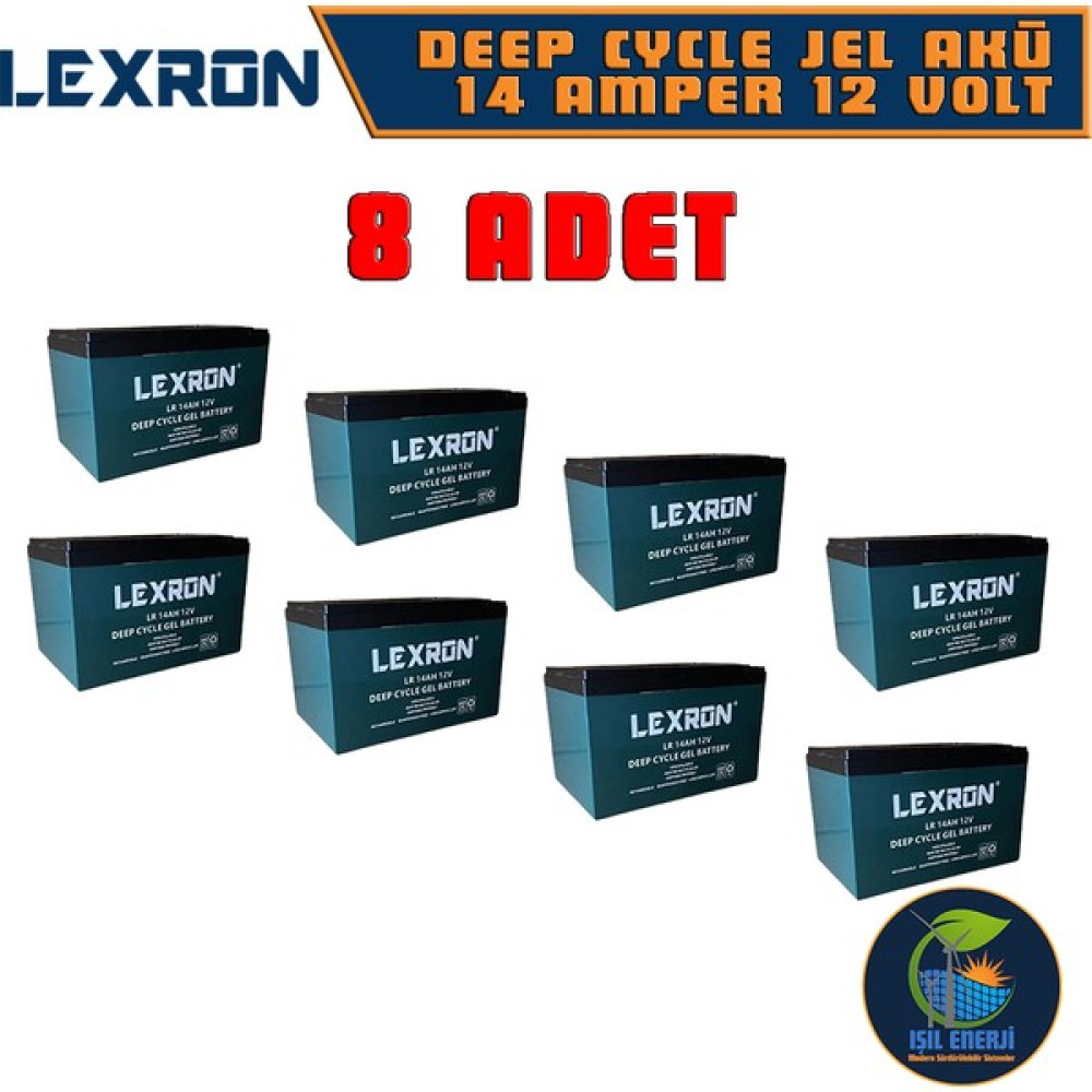 Lexron 12 Volt 14 Amper (12v 14 Ah) Jel Akü - Elektrikli Bisiklet Motosiklet Aküsü - 8 Adet Akü Fiyatı