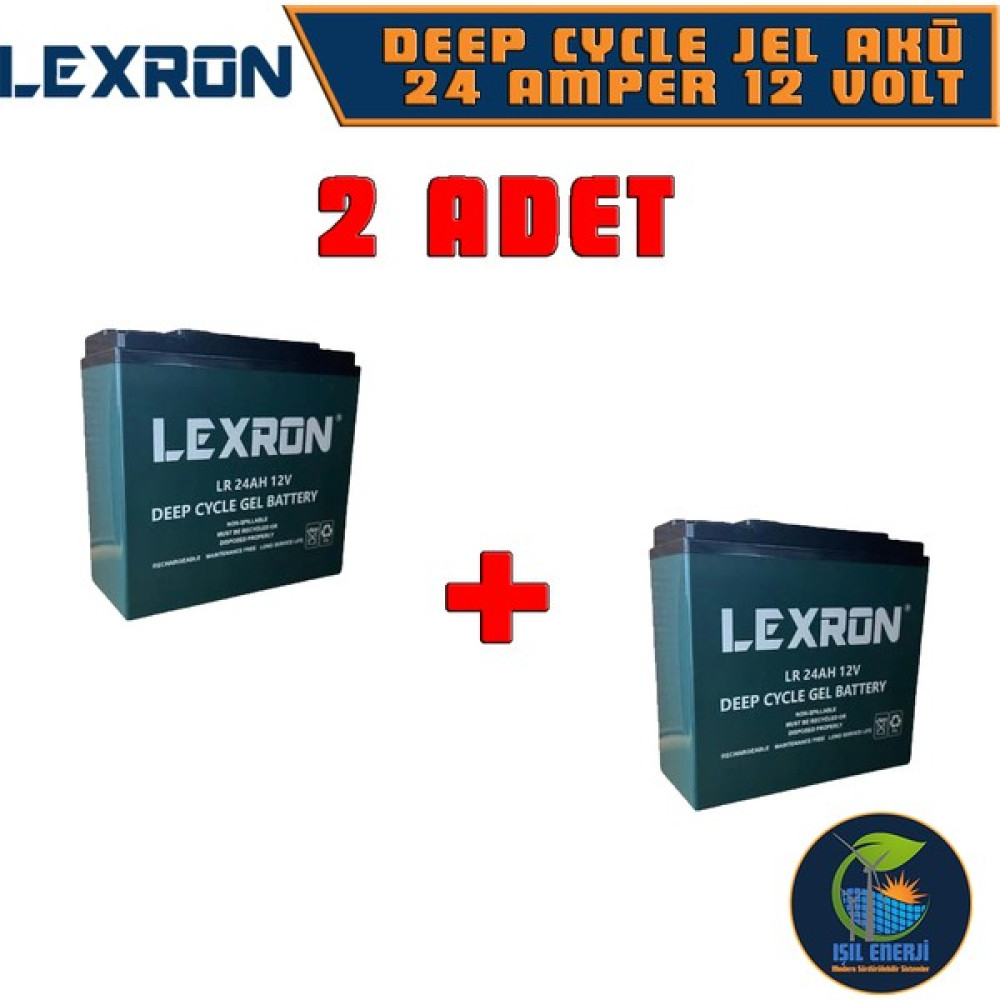 Lexron 12 Volt 24 Amper (12V 24 AH) Jel Akü - Elektrikli Bisiklet Motosiklet Aküsü - 2 Adet Akü Fiyatı