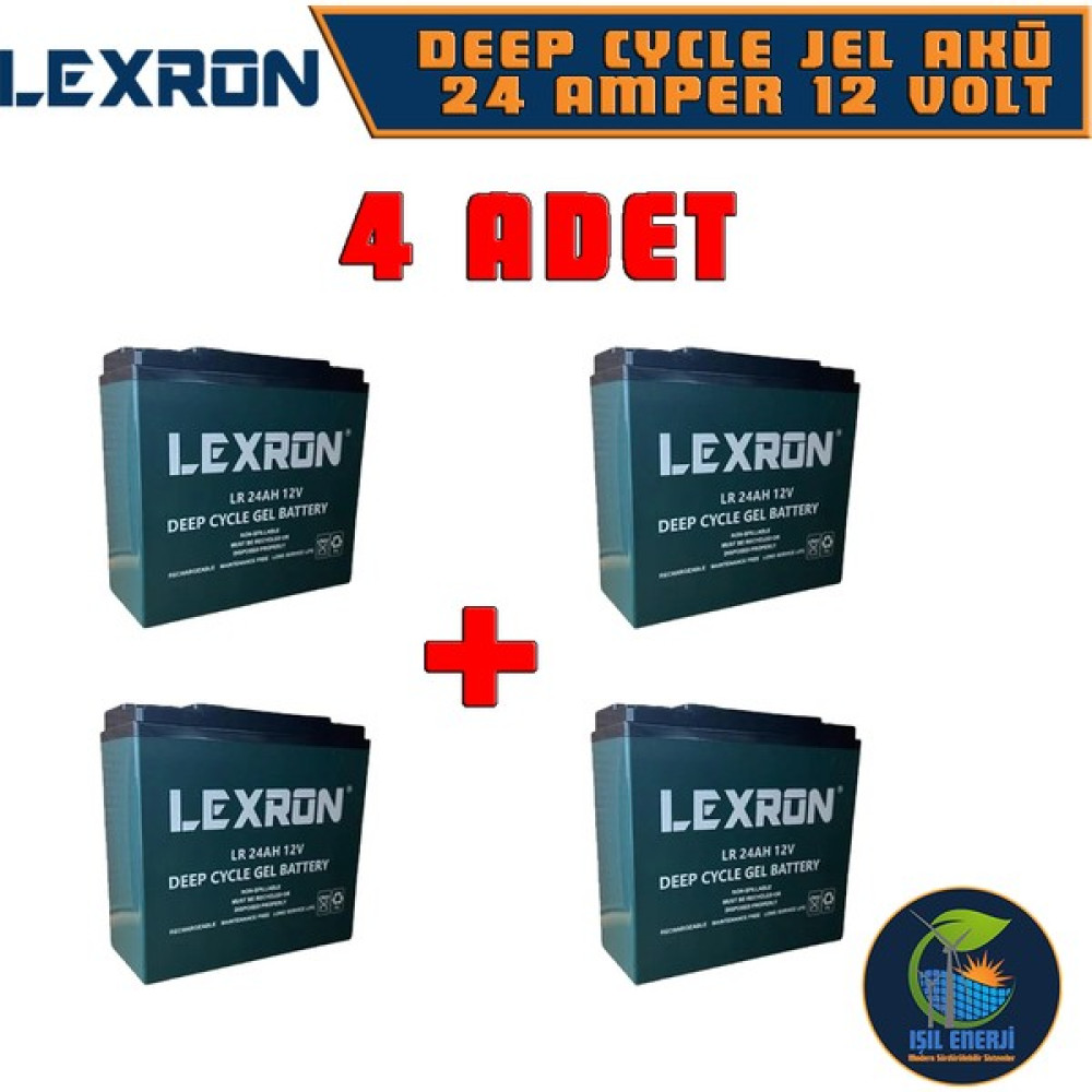Lexron 12 Volt 24 Amper (12V 24 AH) Jel Akü - Elektrikli Bisiklet Motosiklet Aküsü - 4 Adet Akü Fiyatı