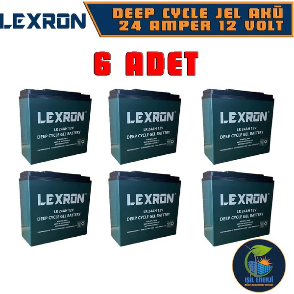 Lexron 12 Volt 24 Amper (12V 24 AH) Jel Akü - Elektrikli Bisiklet Motosiklet Aküsü - 6 Adet Akü Fiyatı