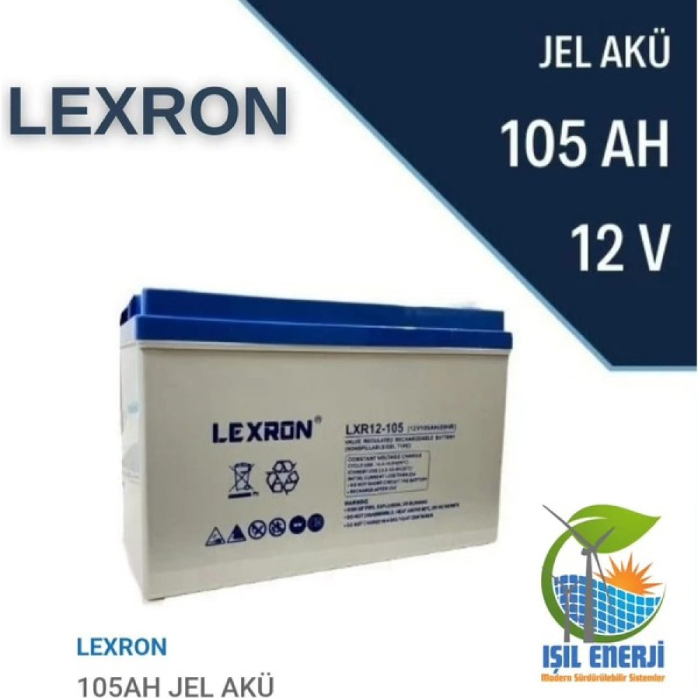Lexron 12V 105 Ah Solar Jel Akü - 12 Volt 105 Amper Solar Jel Akü Akü Fiyatı