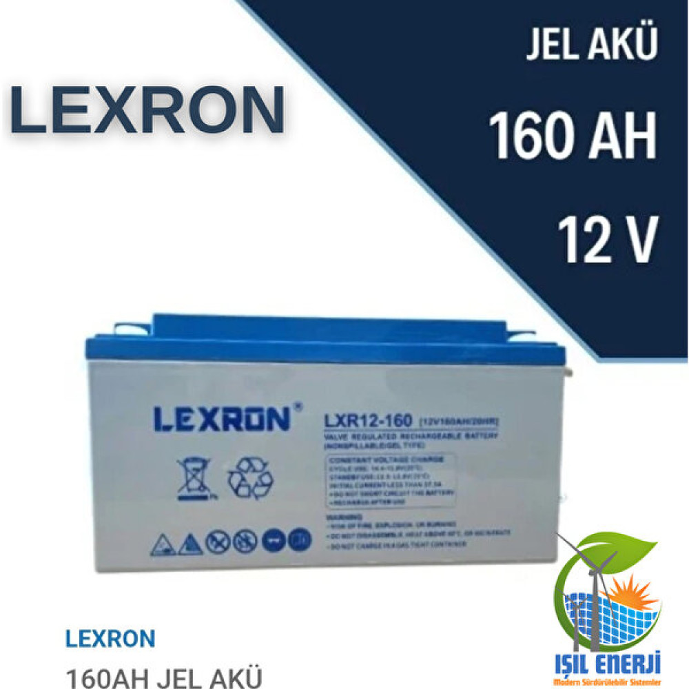 Lexron 12V 160 Ah Solar Jel Akü - 12 Volt 160 Amper Solar Jel Akü Akü Fiyatı