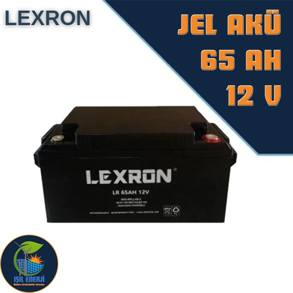 Lexron 12V 65 Ah Solar Jel Akü - 12 Volt 65 Amper Solar Jel Akü - Tekerlekli Sandalye Engelli Araç Aküsü Akü Fiyatı