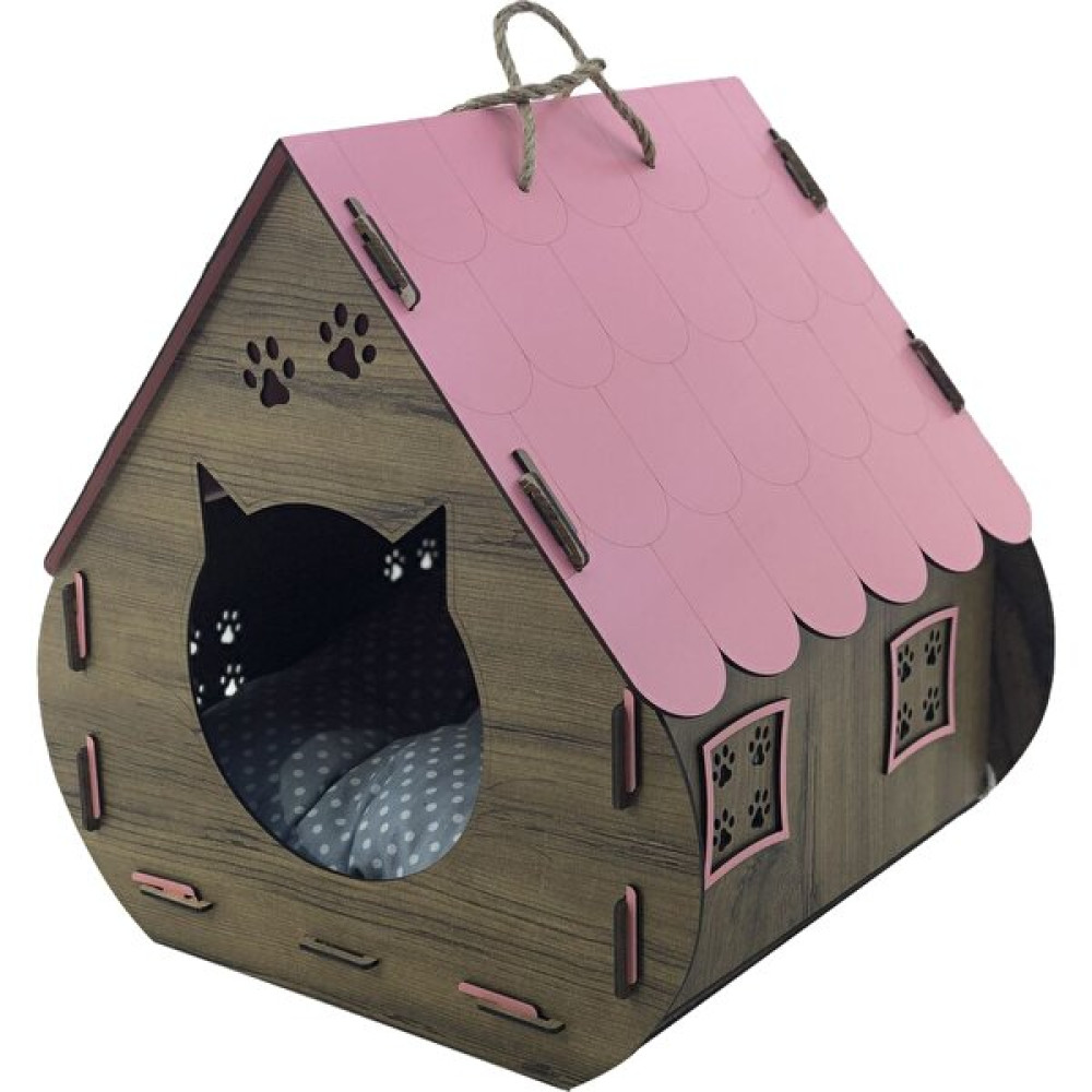 Leyan Ahşap Dekoratif Minderli Kedi Evi/yatağı Hobbit Model ATL-KD1001 - Pembe Evcil Hayvan Ürünleri Fiyatı