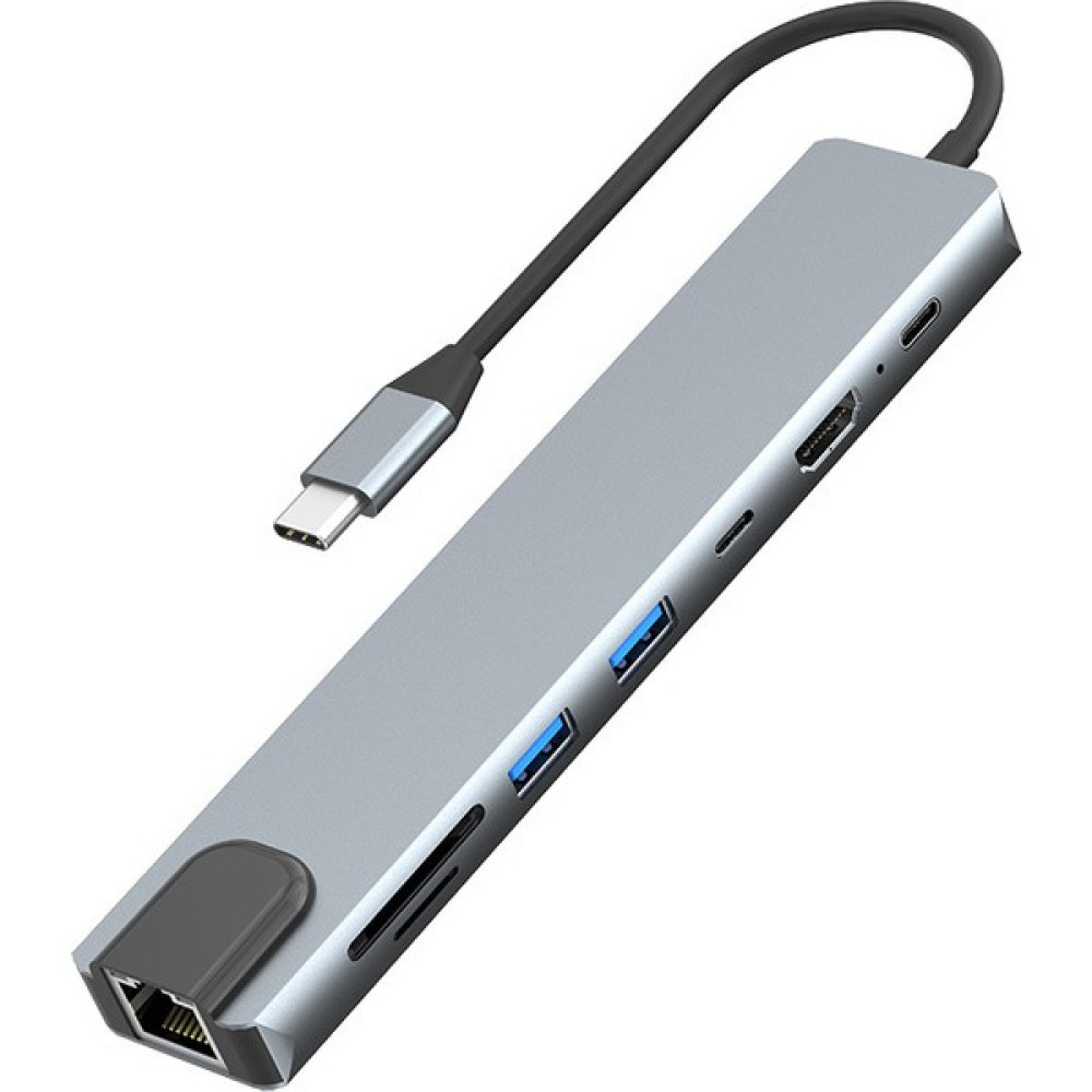 Leyan Creation 8in 1 USB C Hub Tip C Splitter HDMI 4K Thunderbolt 3 Bağlantı Istasyonu Dizüstü Adaptörü Pd Sd Tf RJ45 (Yurt Dışından) - Gri Bilgisayar Çevirici ve Adaptörü Fiyatı